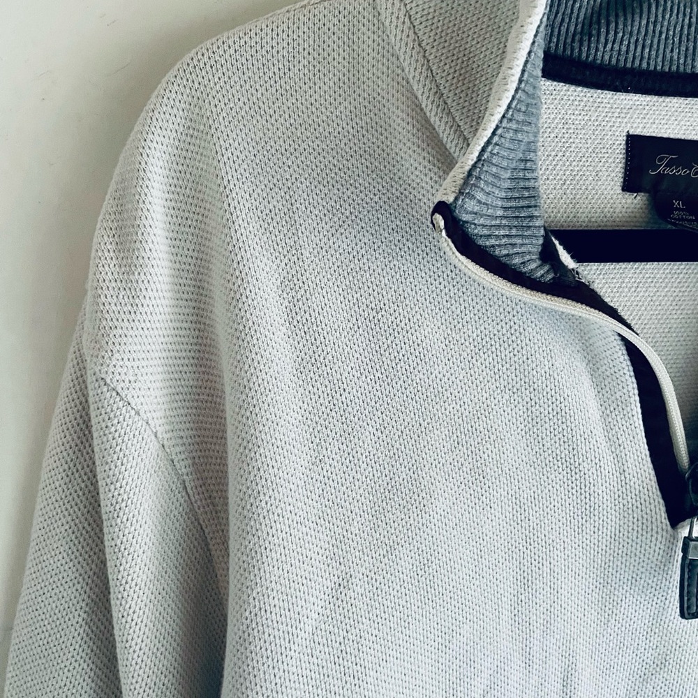Men’s Tasso Elba White Polo Style Half Zip sz XL - Picture 4 of 8